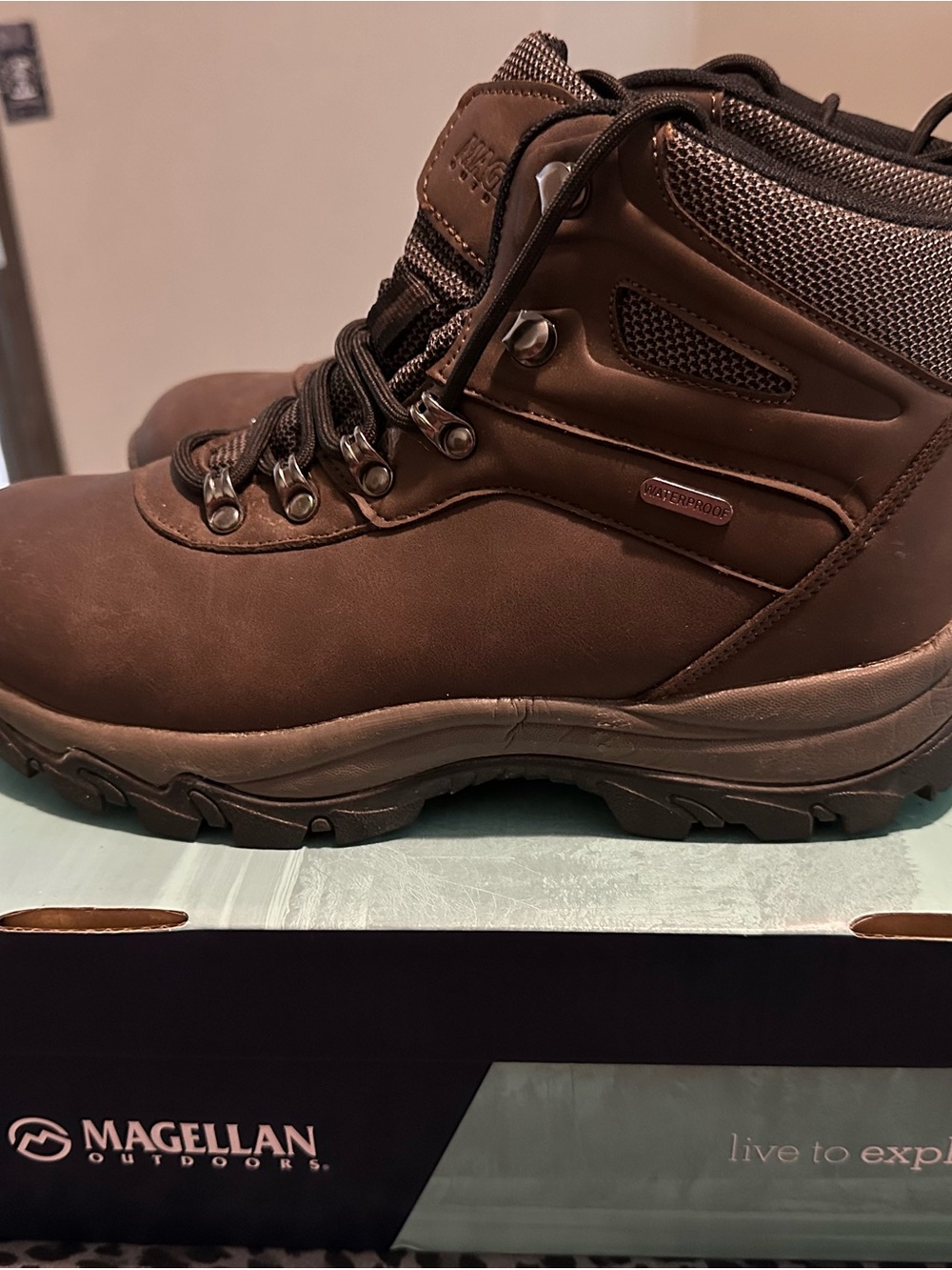 Magellan Outdoors Men's Dark Brown Waterproof Hiking Boots